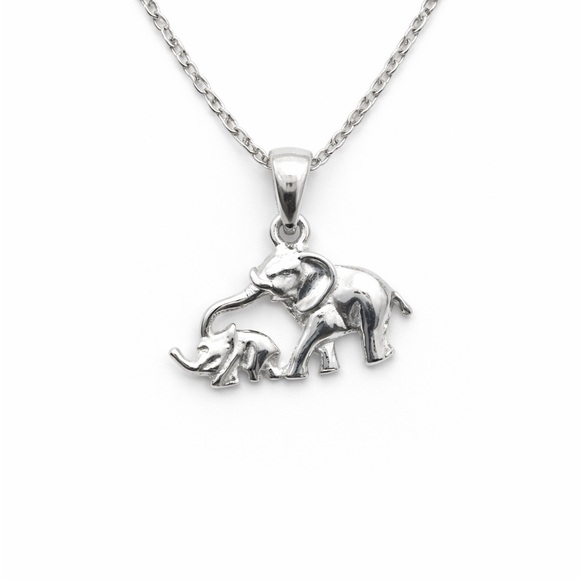 Venus and Vulcan Jewelry - S925 Elephant Mom and Baby Pendant